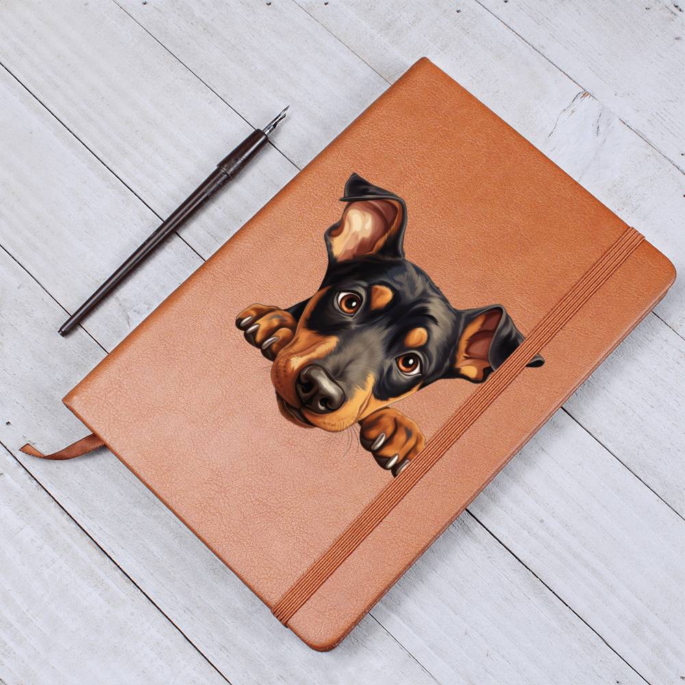 Doberman Pinscher Peeking - Vegan Leather Journal