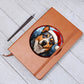 Dog Stained Glass Christmas Design 007 - Vegan Leather Journal
