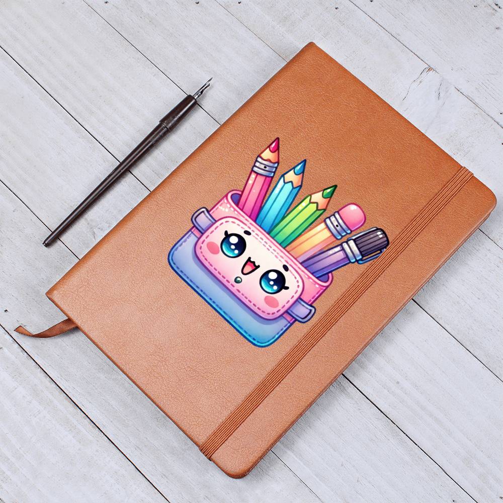 Cute Back to School Sticker 090 - Vegan Leather Journal
