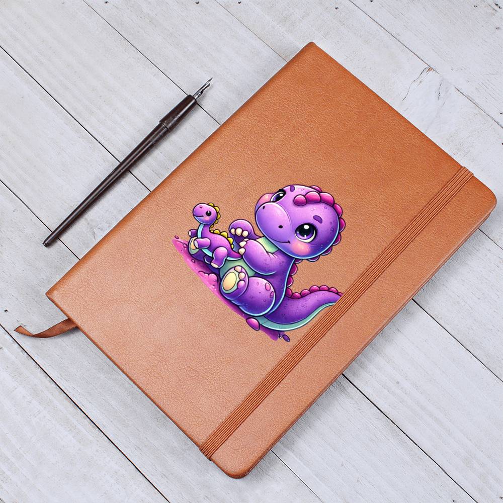 Colorful Baby Dinosaur 020 - Vegan Leather Journal