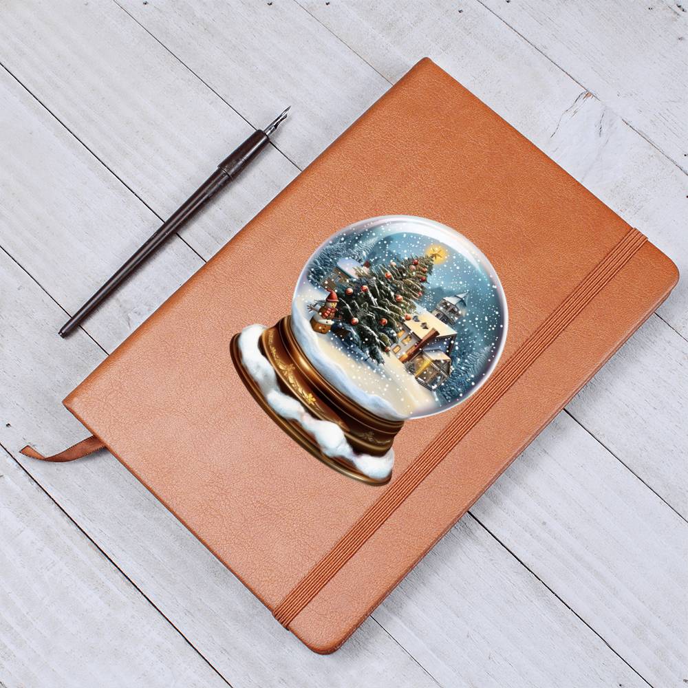 Watercolor Christmas Snow Globe 047 - Vegan Leather Journal