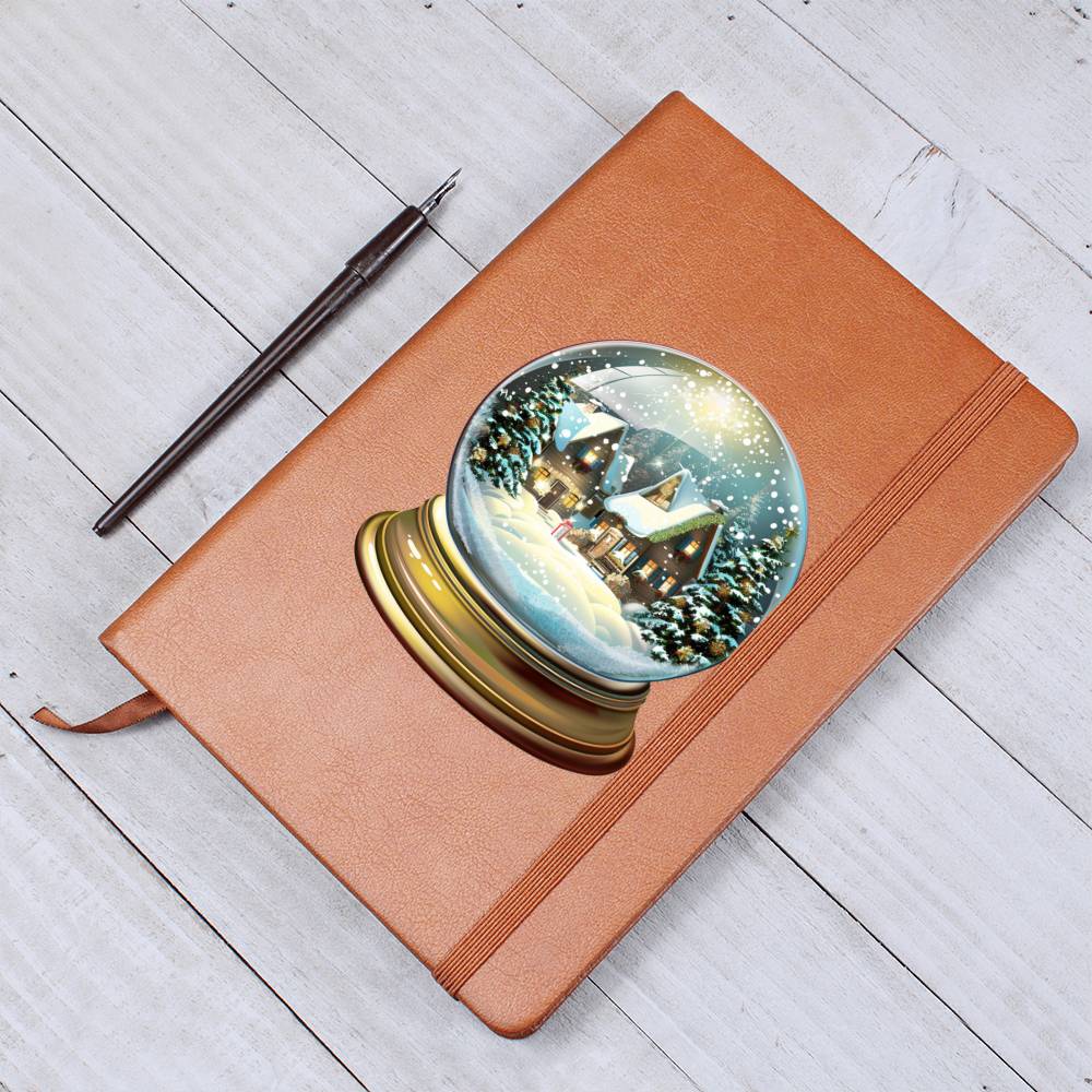 Watercolor Christmas Snow Globe 006 - Vegan Leather Journal