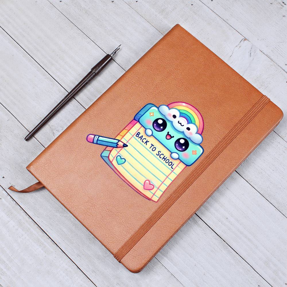 Cute Back to School Sticker 094 - Vegan Leather Journal