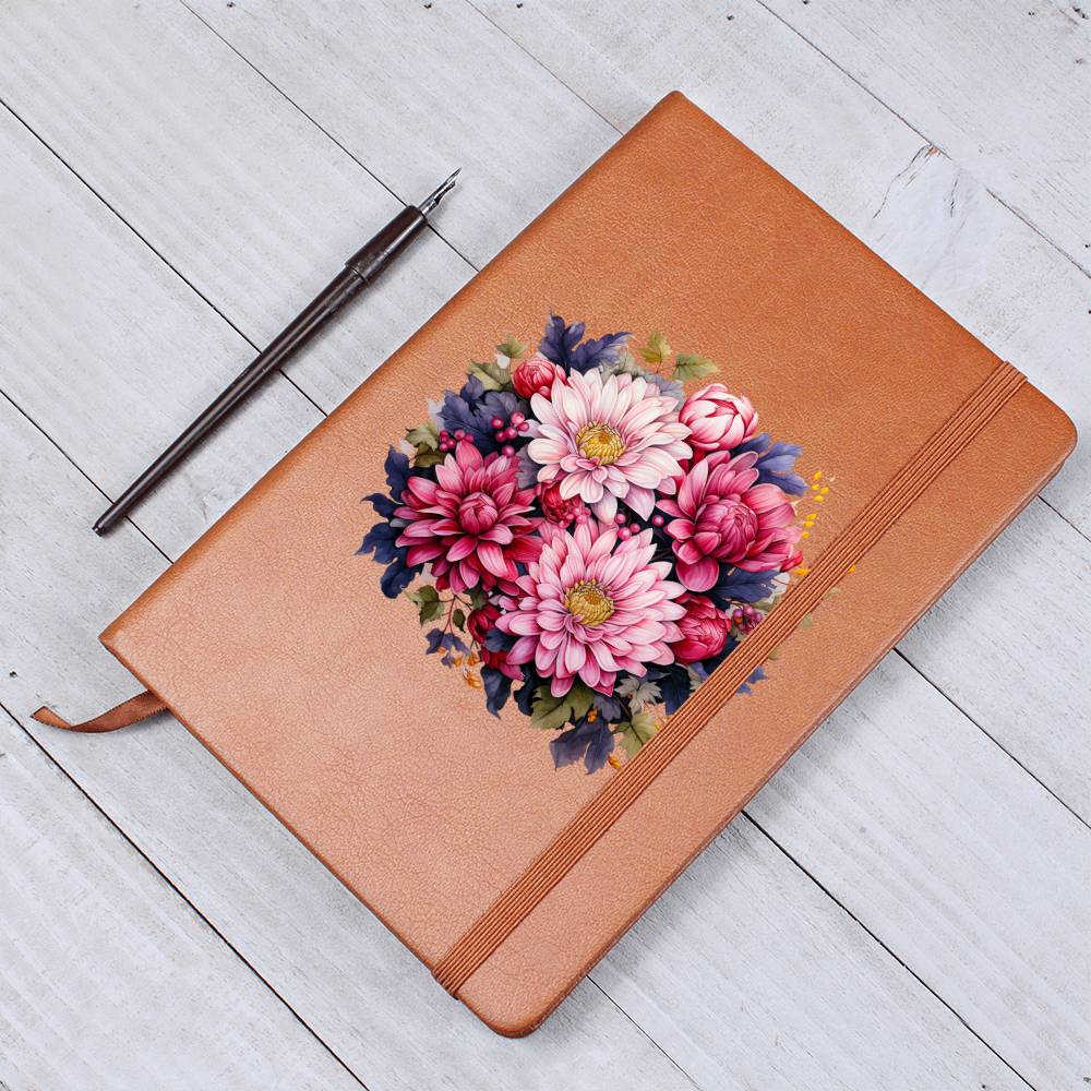 Floral Flower Wreath 095 - Vegan Leather Journal
