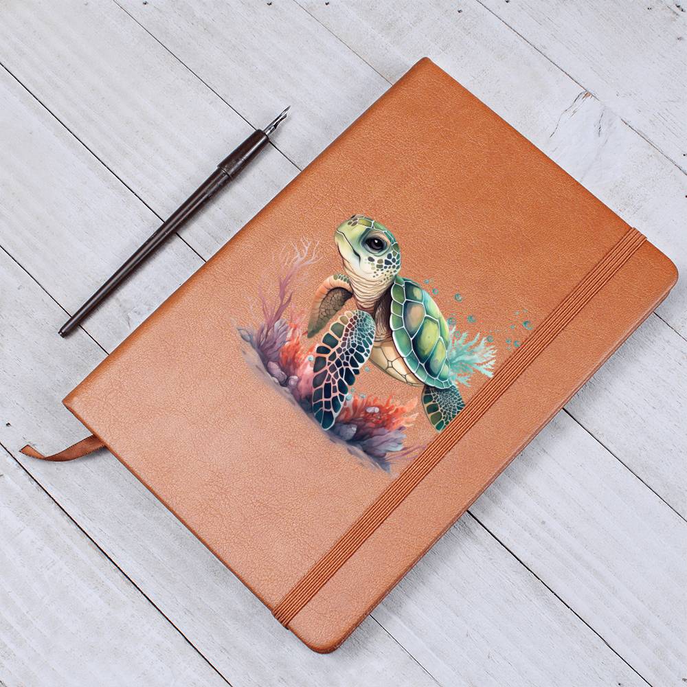 Cute Sea Turtle 013 - Vegan Leather Journal
