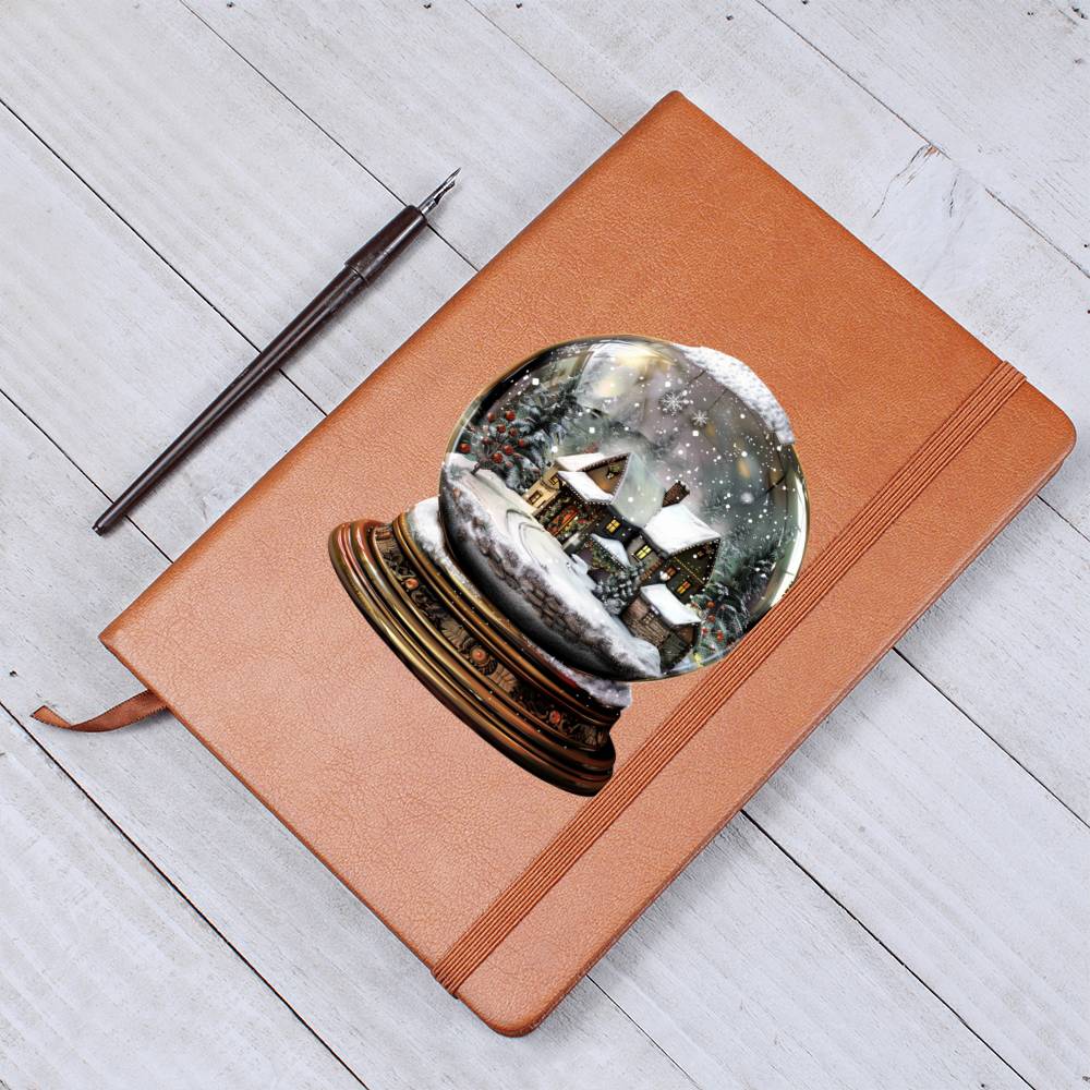 Watercolor Christmas Snow Globe 022 - Vegan Leather Journal