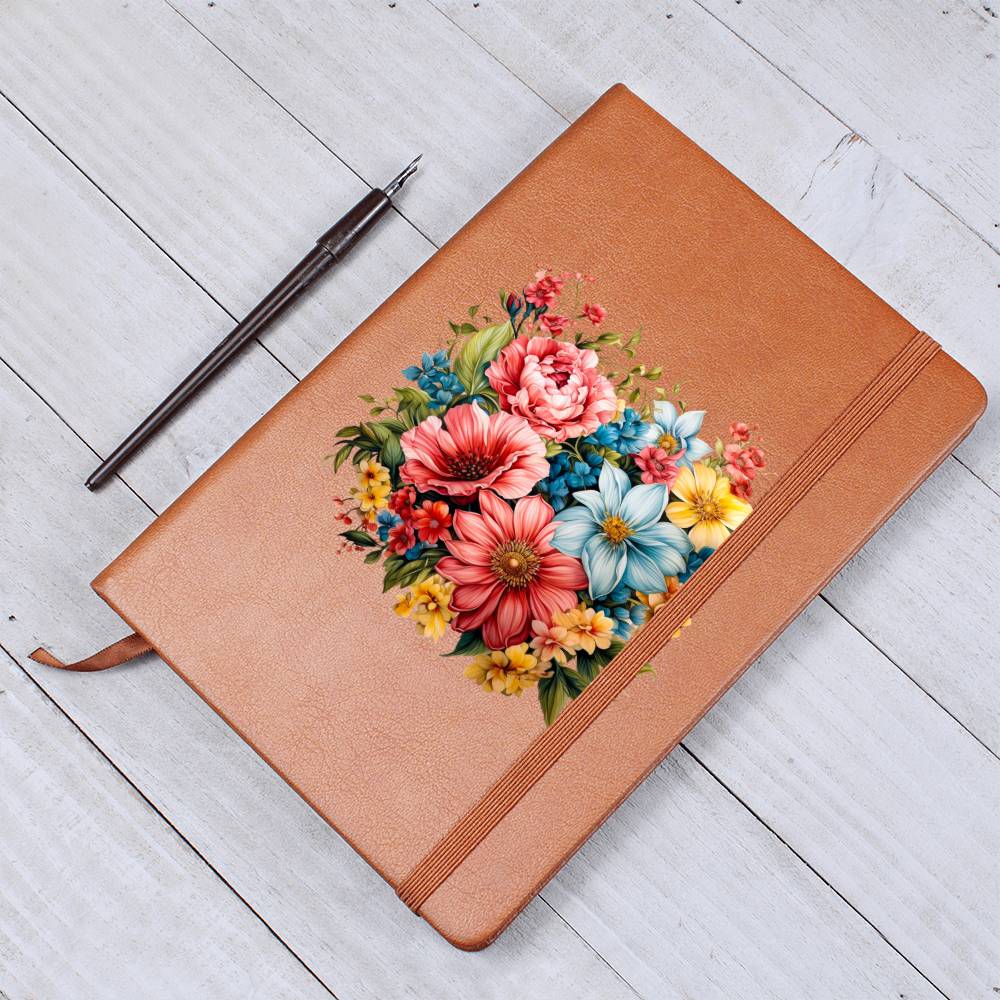 Floral Flower Wreath 059 - Vegan Leather Journal