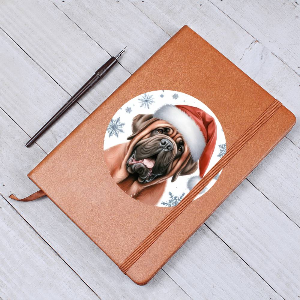 Christmas Dog - Neapolitan Mastiff - Vegan Leather Journal