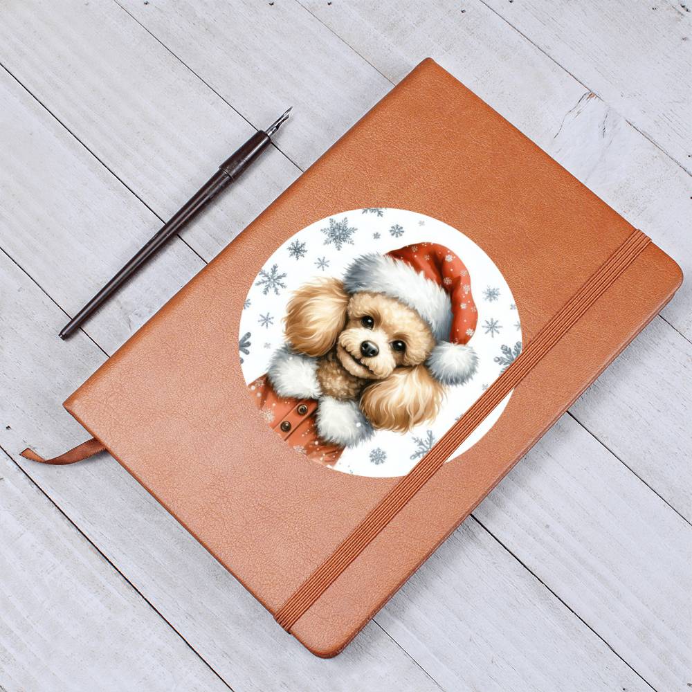 Christmas Dog - Toy Poodle - Vegan Leather Journal