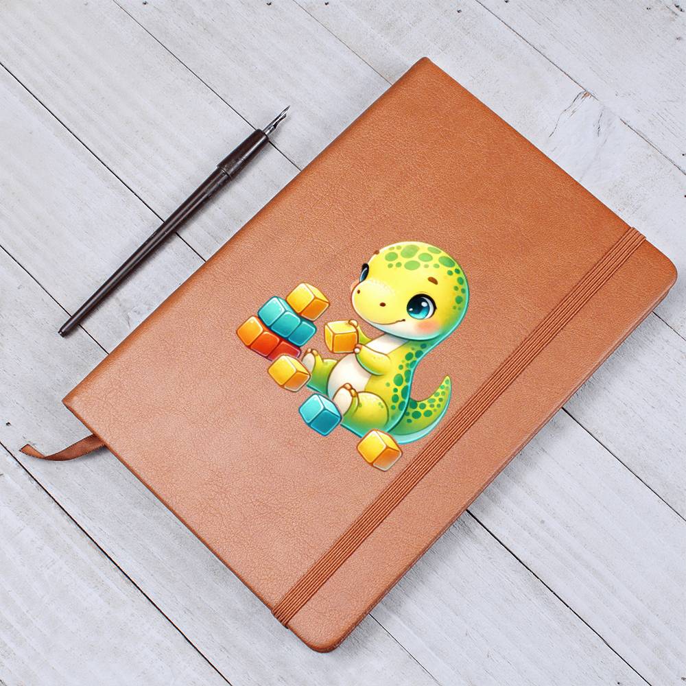 Colorful Baby Dinosaur 102 - Vegan Leather Journal