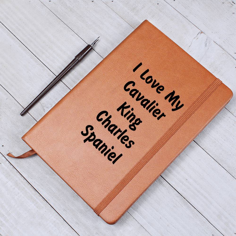 Love My Cavalier King Charles Spaniel v4 - Vegan Leather Journal