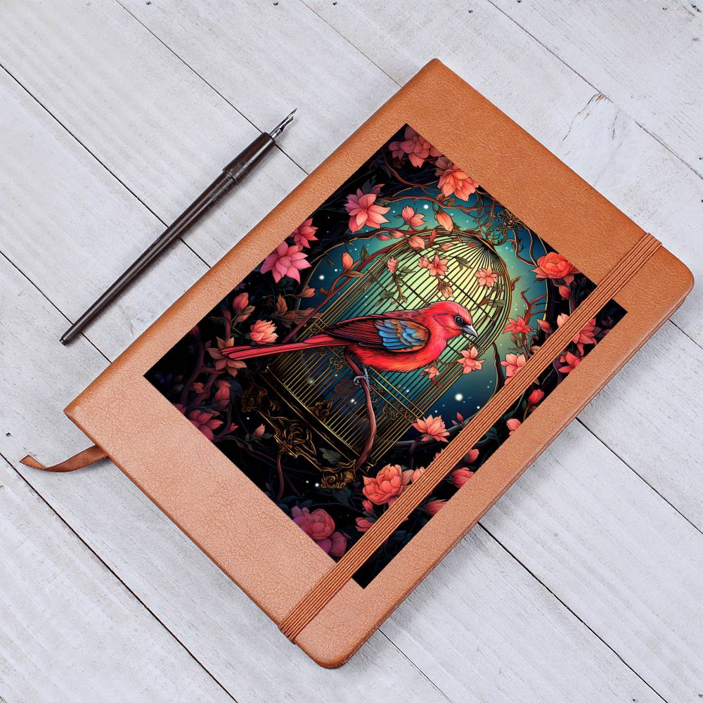 Birds And Floral Design 173 - Vegan Leather Journal