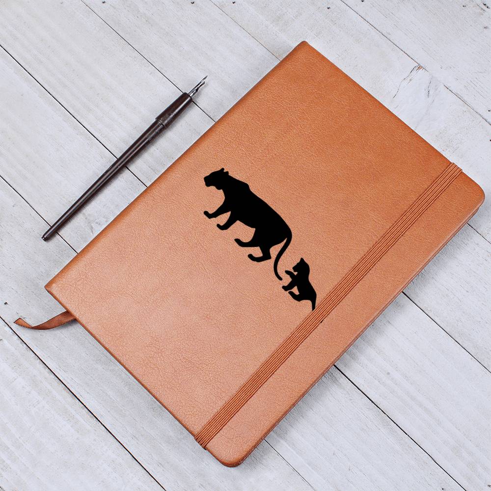 Mama Lioness With 1 Cub - Vegan Leather Journal