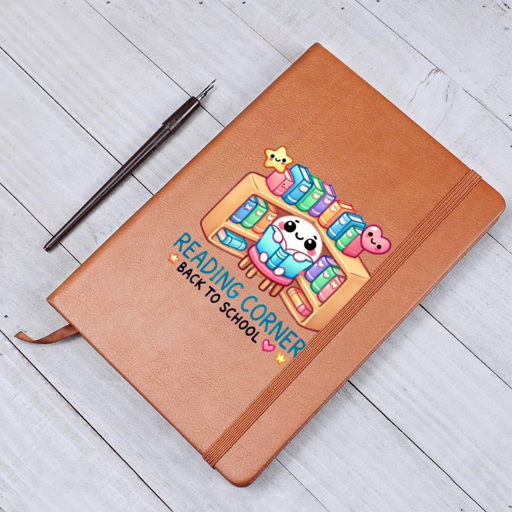 Cute Back to School Sticker 042 - Vegan Leather Journal
