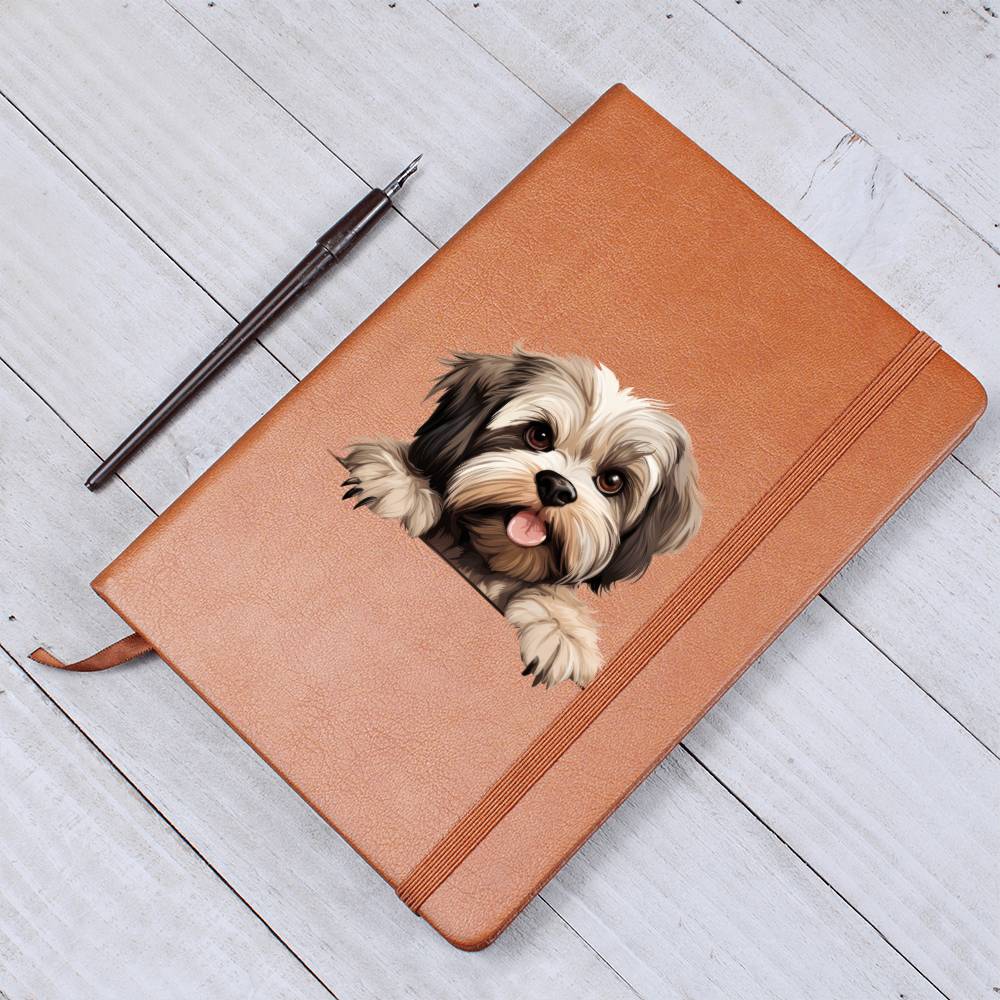Lhasa Apso Peeking - Vegan Leather Journal