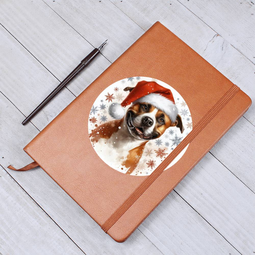 Christmas Dog - American Staffordshire Terrier - Vegan Leather Journal