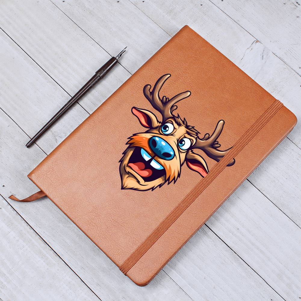 Funny Reindeer Face 05 - Vegan Leather Journal