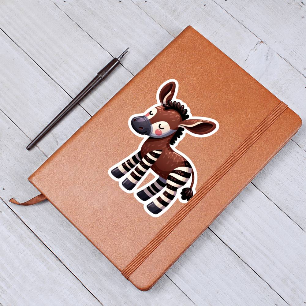 Cute Okapi sticker 106 - Vegan Leather Journal
