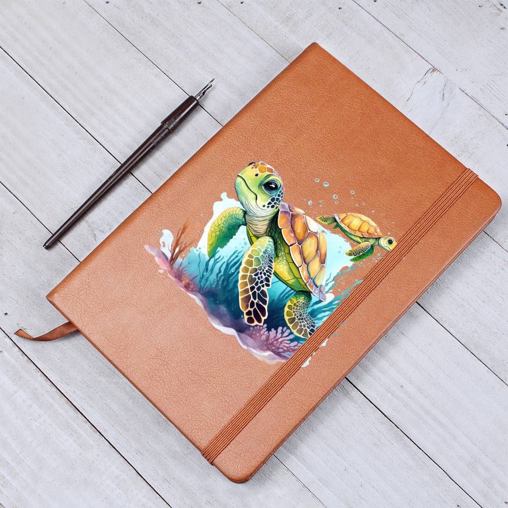 Cute Sea Turtle 008 - Vegan Leather Journal