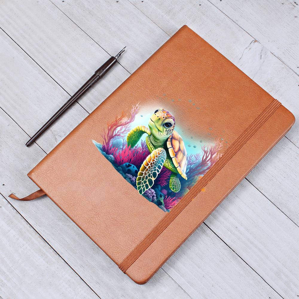 Cute Sea Turtle 006 - Vegan Leather Journal