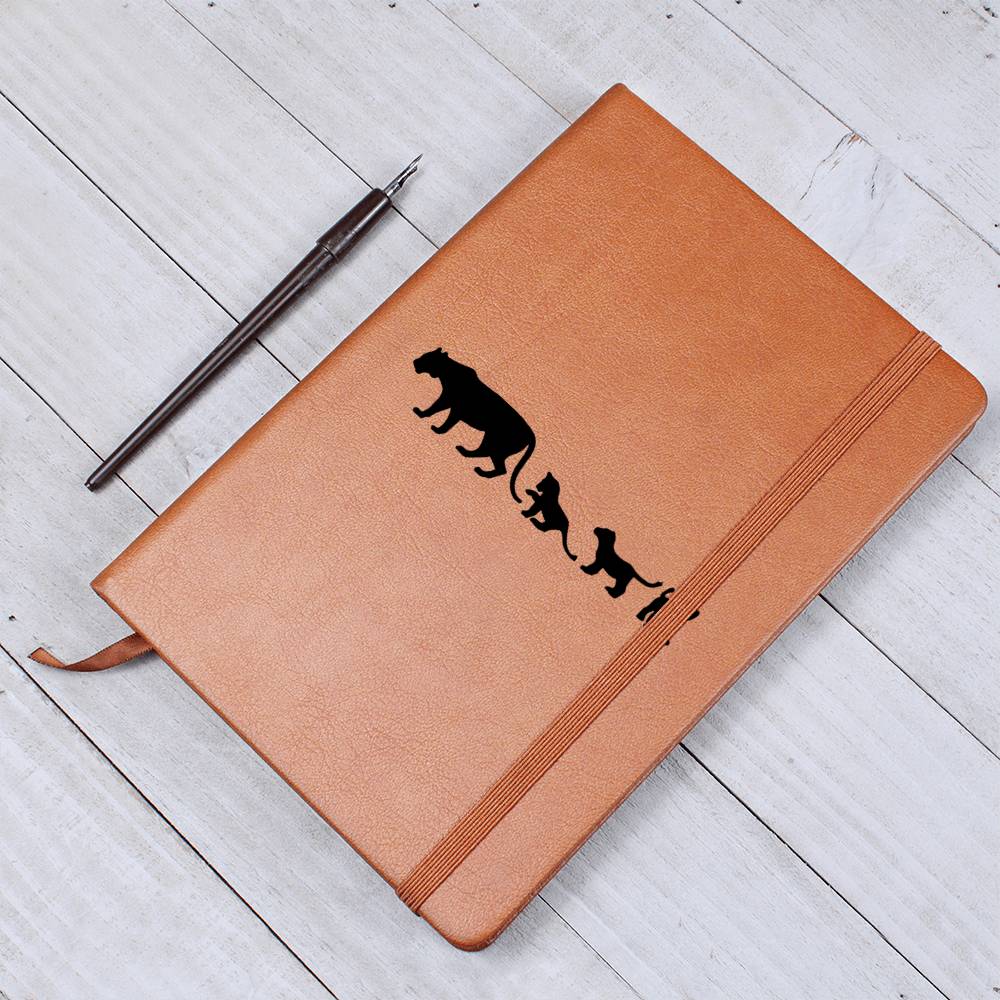 Mama Lioness With 3 Cubs - Vegan Leather Journal