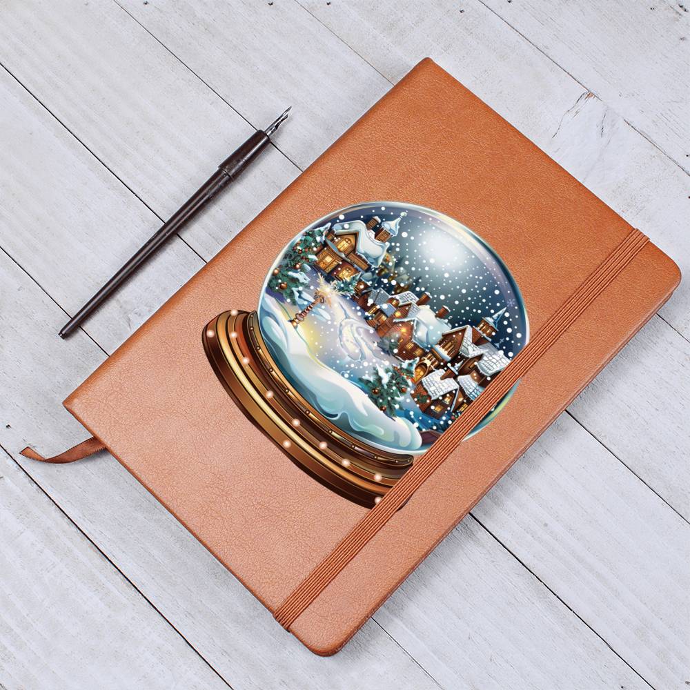 Watercolor Christmas Snow Globe 040 - Vegan Leather Journal