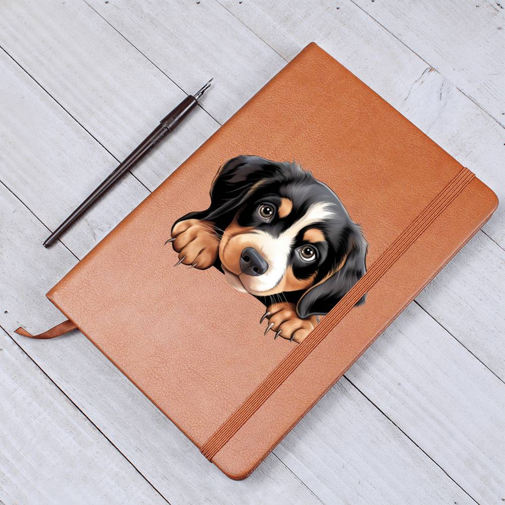 Entlebucher Mountain Dog Peeking - Vegan Leather Journal