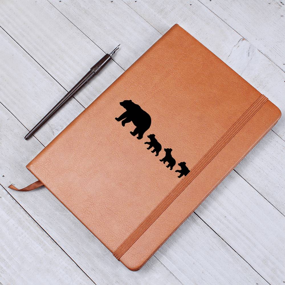 Mama Bear With 3 Cubs - Vegan Leather Journal