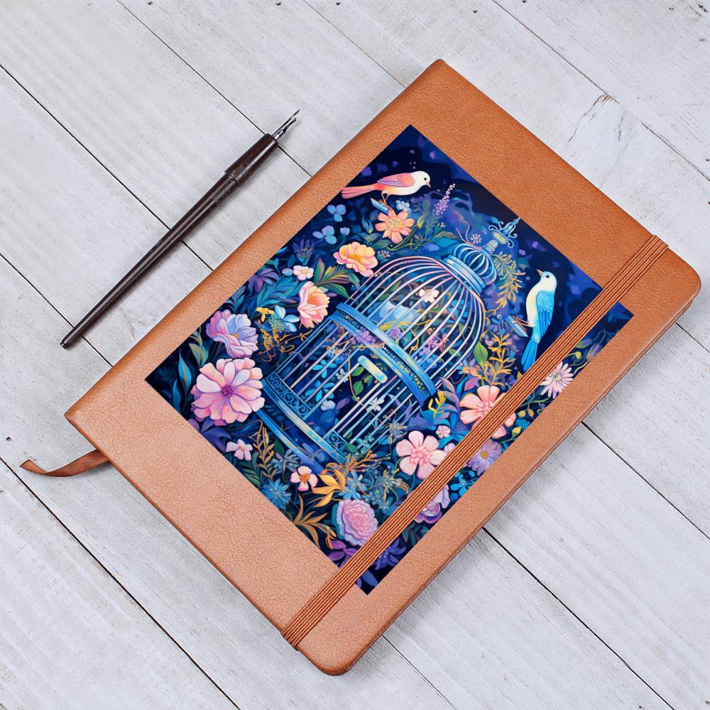 Birds And Floral Design 139 - Vegan Leather Journal