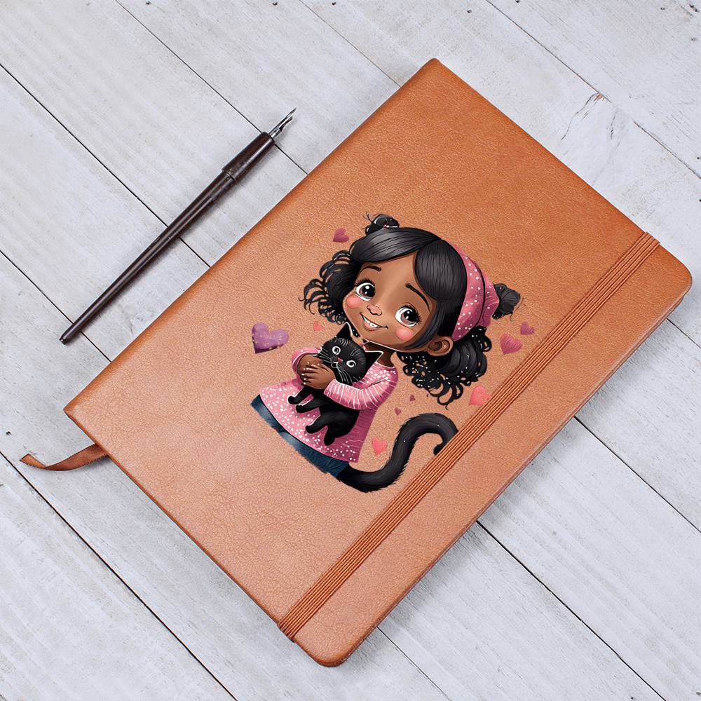 Valentine's Day Black Cat 023 - Vegan Leather Journal