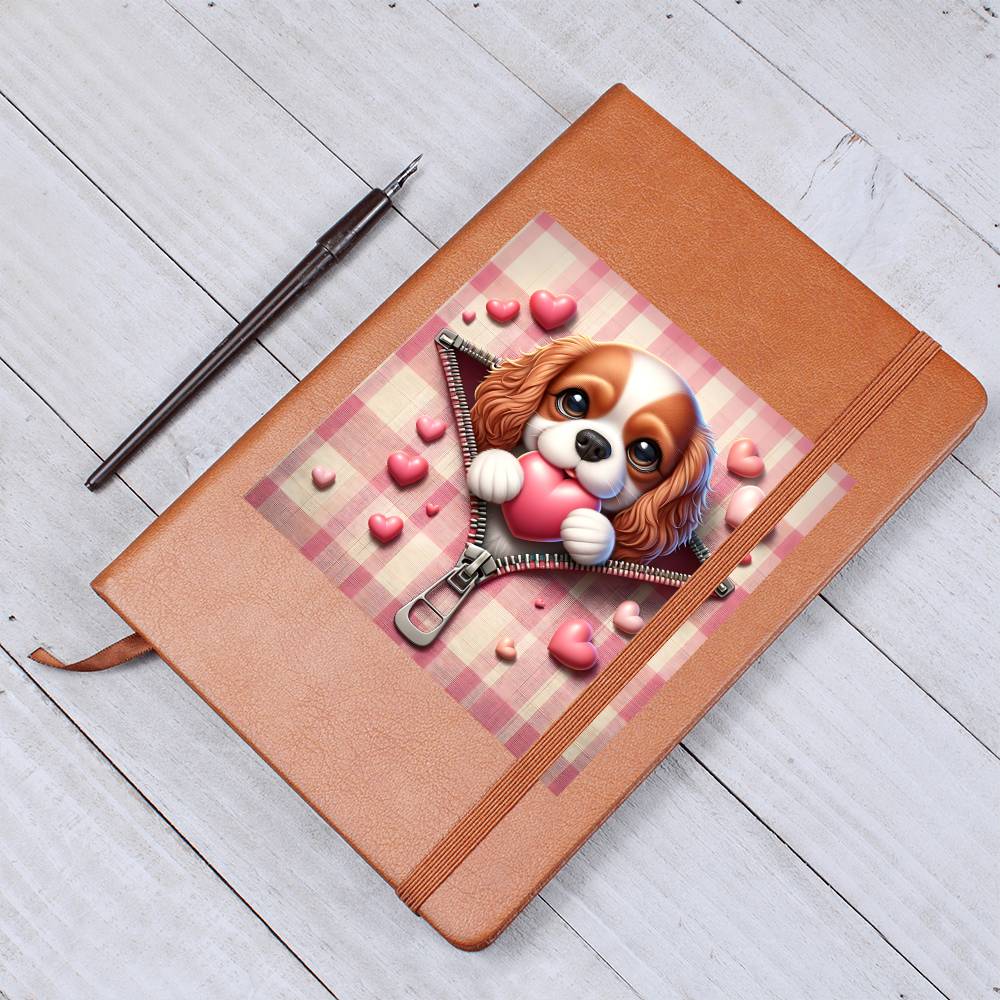Valentine's Day Dog And Zipper 028 - Vegan Leather Journal