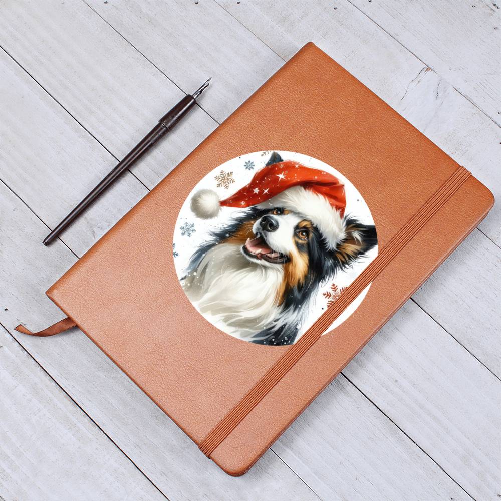 Christmas Dog - Border Collie - Vegan Leather Journal