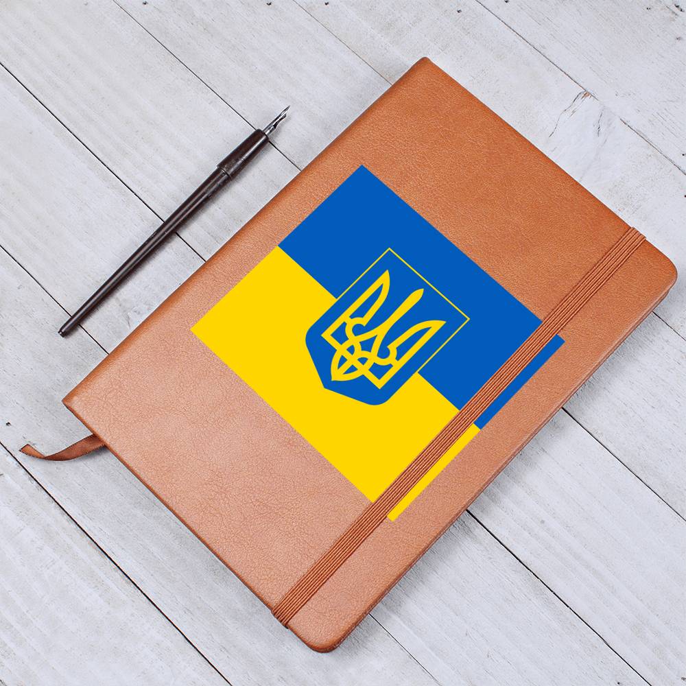 Tryzub And Flag Of Ukraine - Vegan Leather Journal
