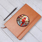 Christmas Red Cardinal Stained Glass Design 031 - Vegan Leather Journal