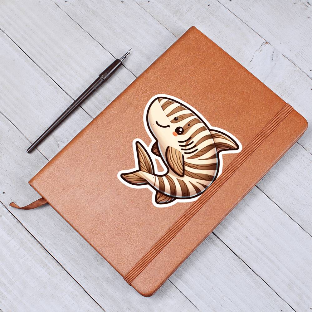 Cute Zebra Shark sticker 223 - Vegan Leather Journal
