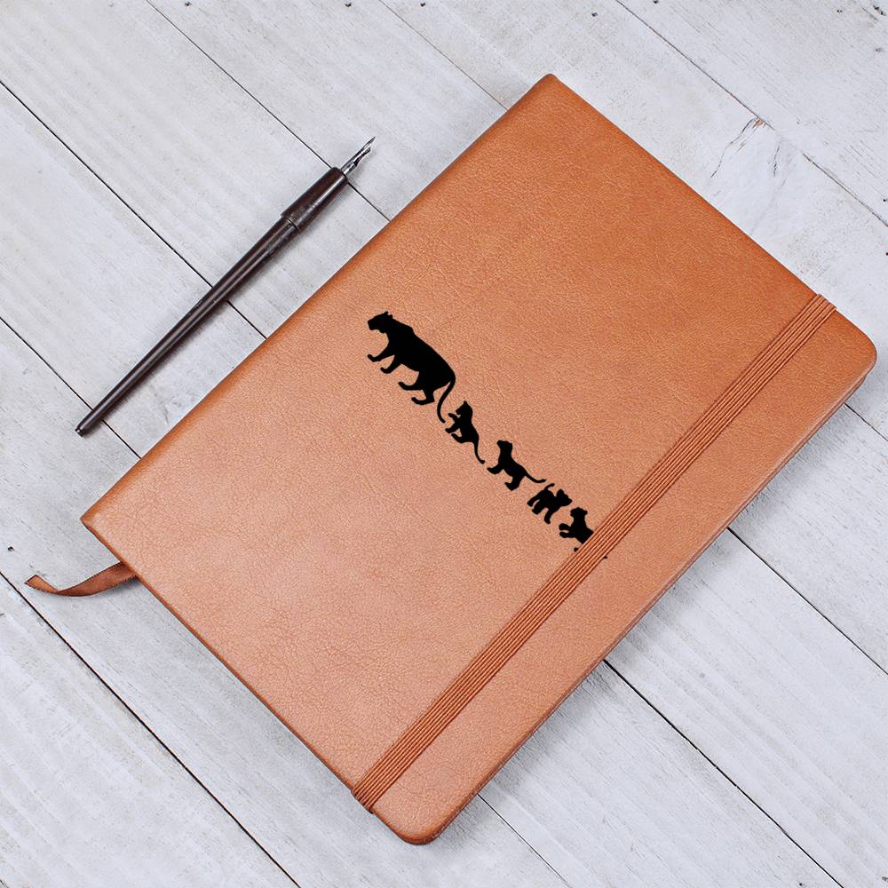 Mama Lioness With 4 Cubs - Vegan Leather Journal