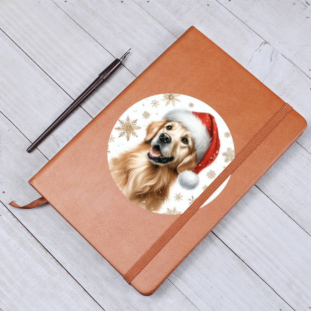 Christmas Dog - Golden Retriever - Vegan Leather Journal