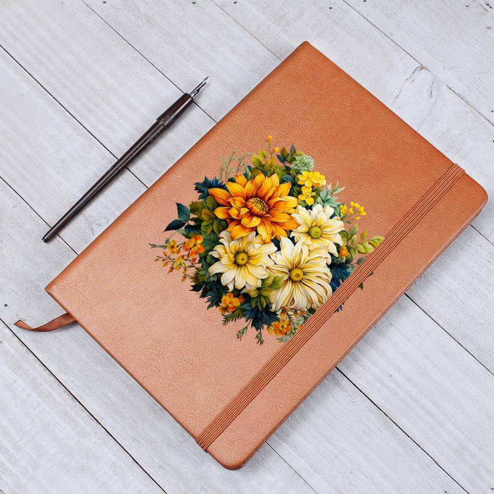 Floral Flower Wreath 093 - Vegan Leather Journal