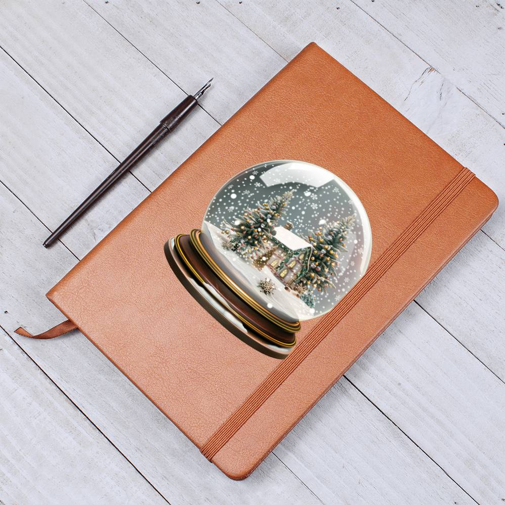 Watercolor Christmas Snow Globe 046 - Vegan Leather Journal