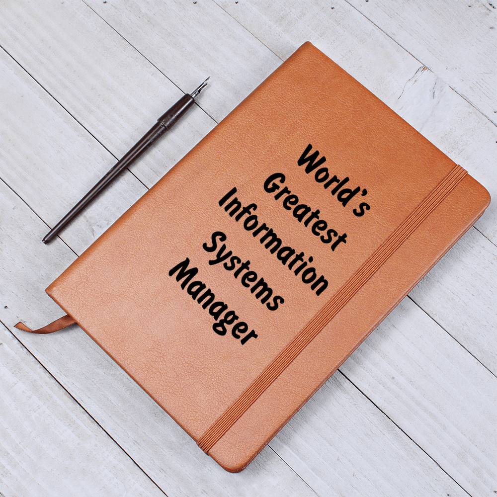 World's Greatest Information Systems Manager v1 - Vegan Leather Journal