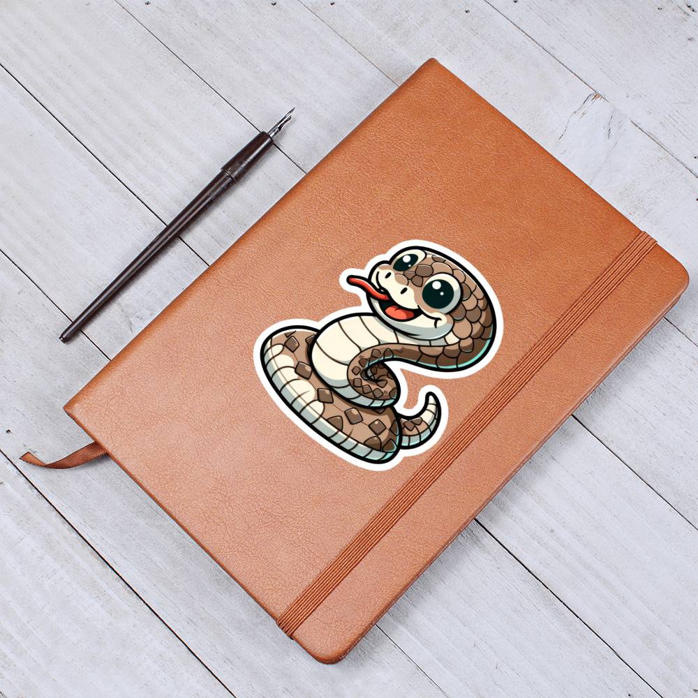 Cute Rattlesnake sticker 140 - Vegan Leather Journal
