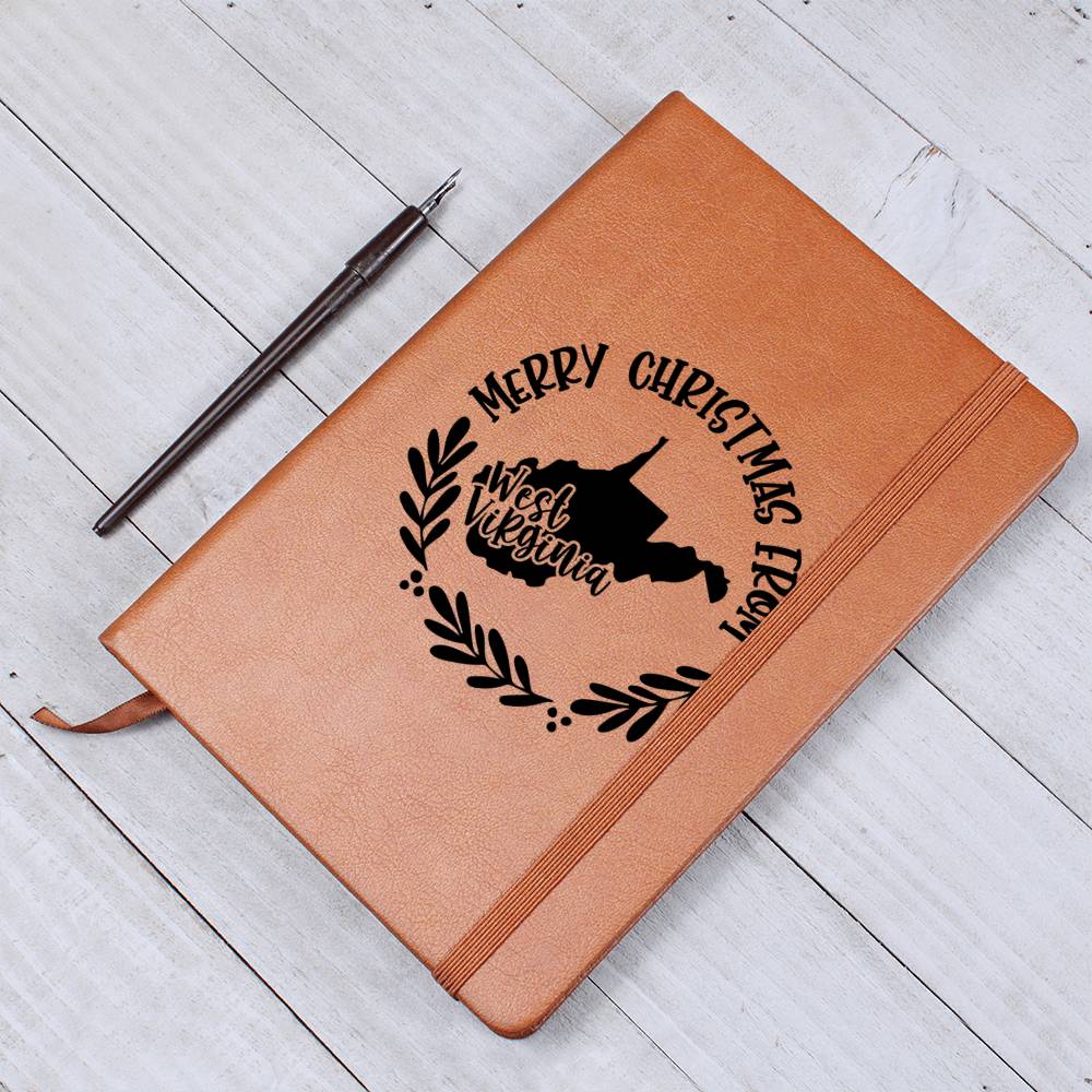 Merry Christmas From West Virginia - Vegan Leather Journal