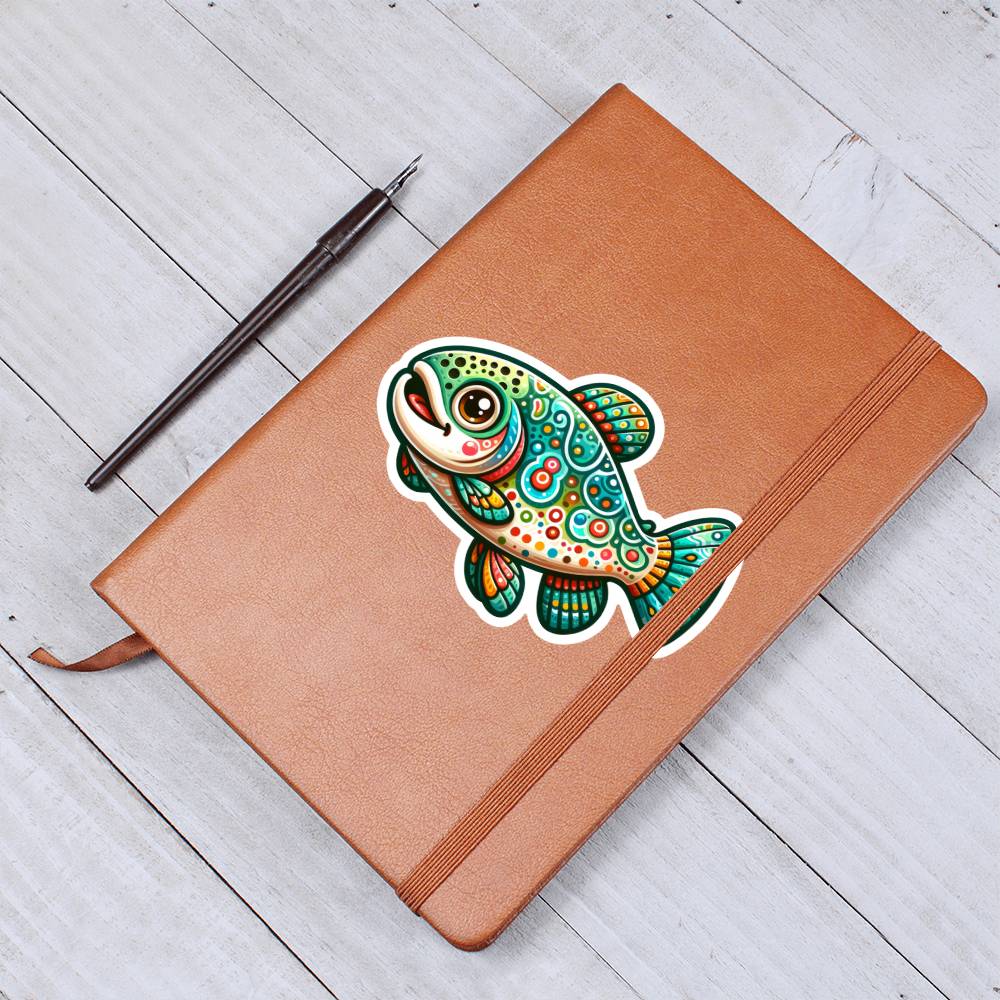 Cute Trout sticker 198 - Vegan Leather Journal