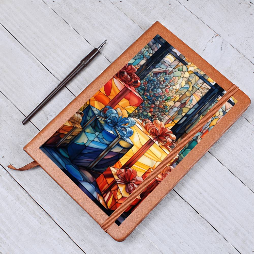 Christmas Stained Glass Design 020 - Vegan Leather Journal