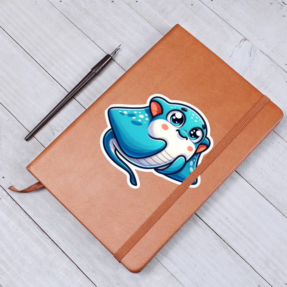 Cute Manta ray sticker 92 - Vegan Leather Journal