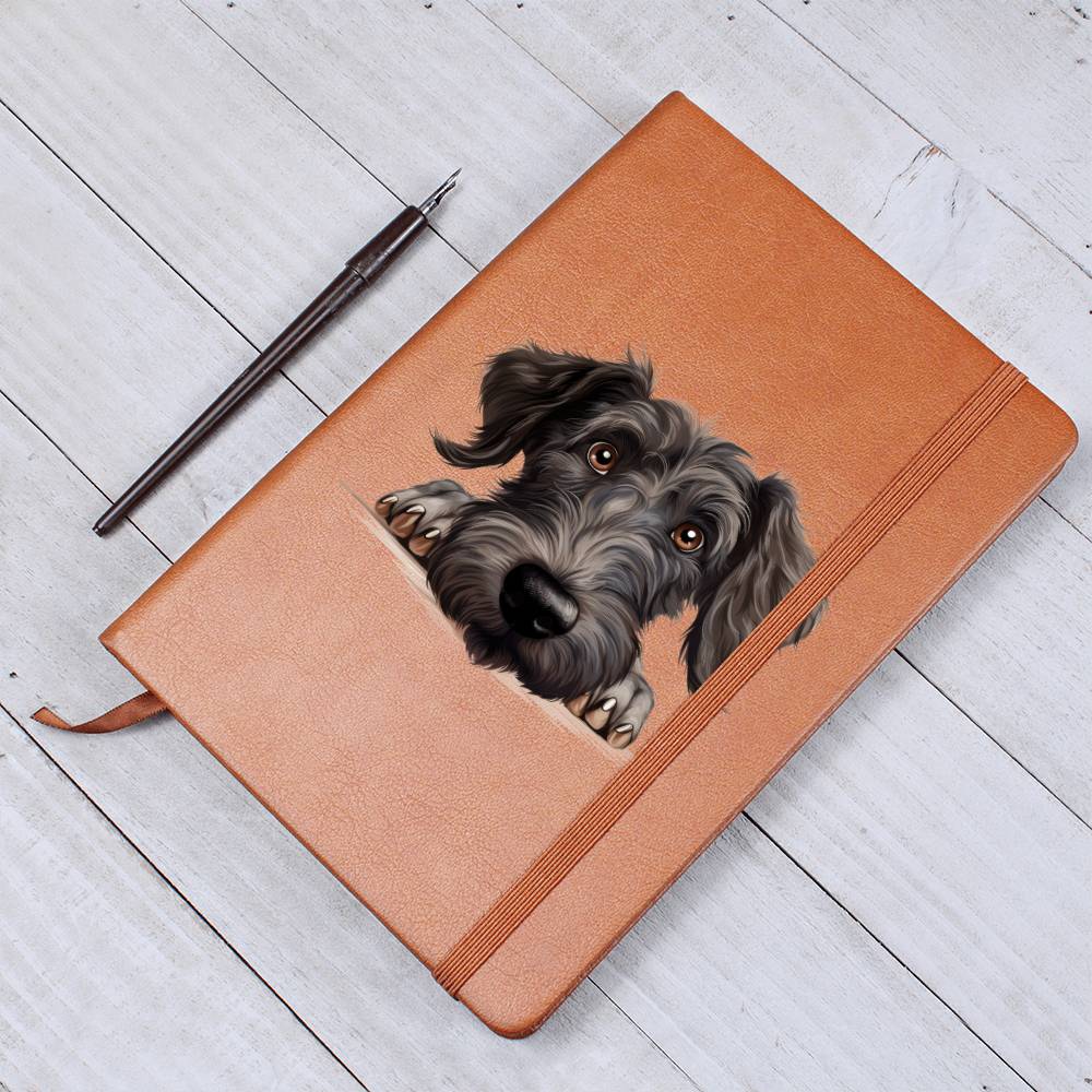 Scottish Deerhound Peeking - Vegan Leather Journal