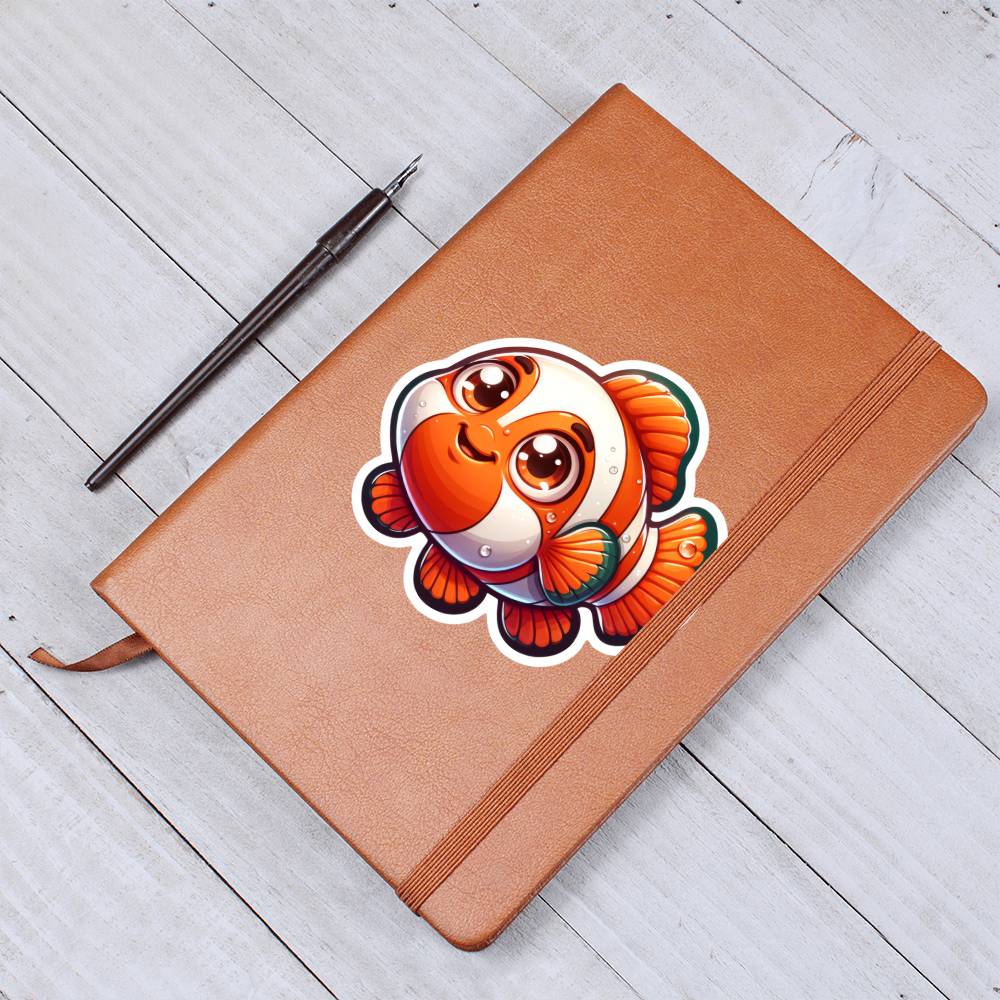 Cute Clownfish sticker 28 - Vegan Leather Journal