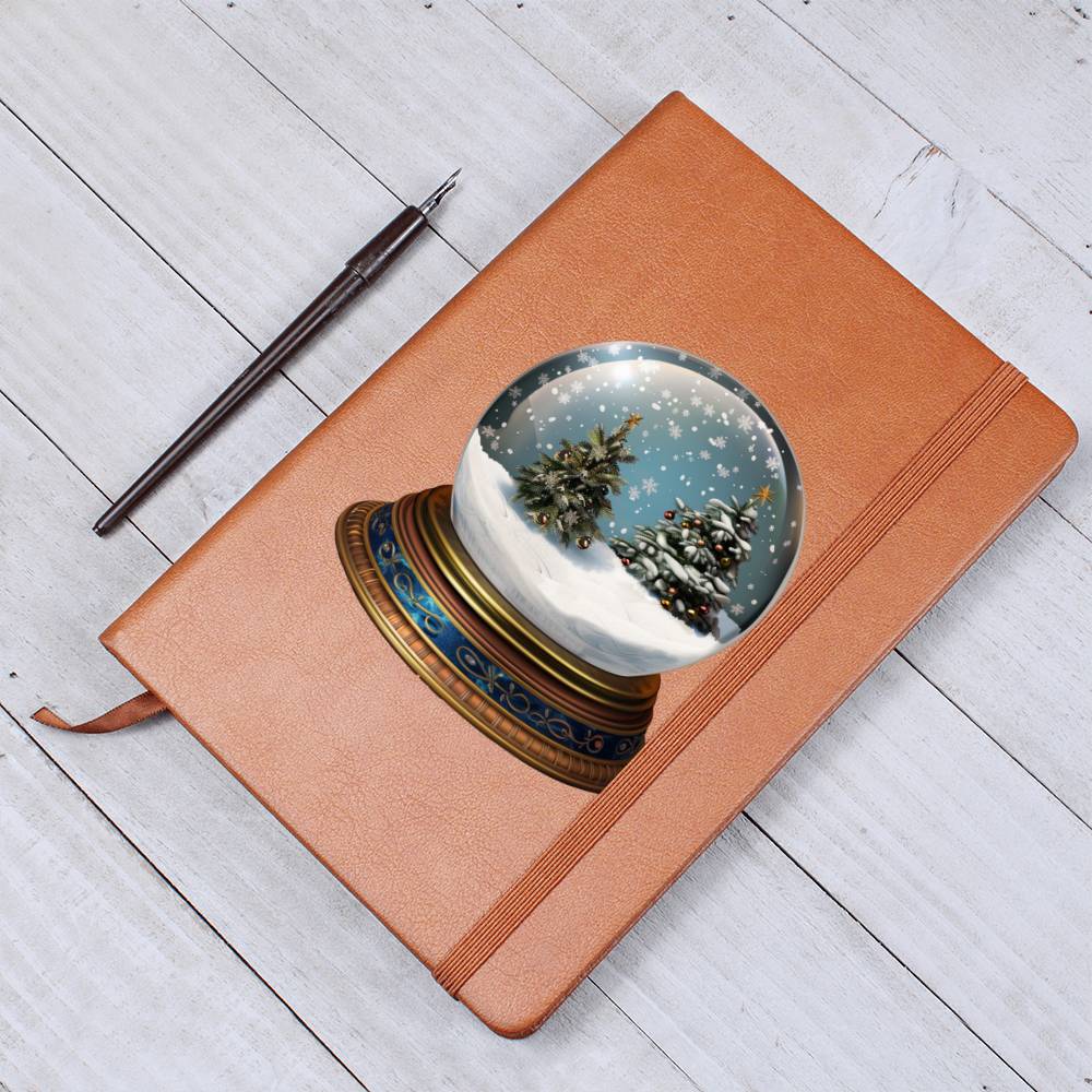 Watercolor Christmas Snow Globe 039 - Vegan Leather Journal