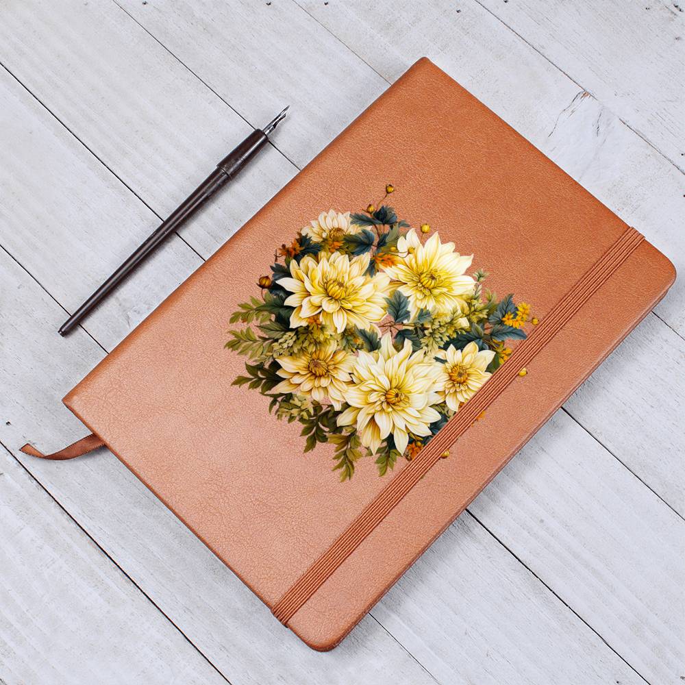 Floral Flower Wreath 096 - Vegan Leather Journal