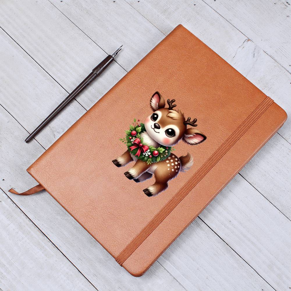 Cute Christmas Reindeer 018 - Vegan Leather Journal